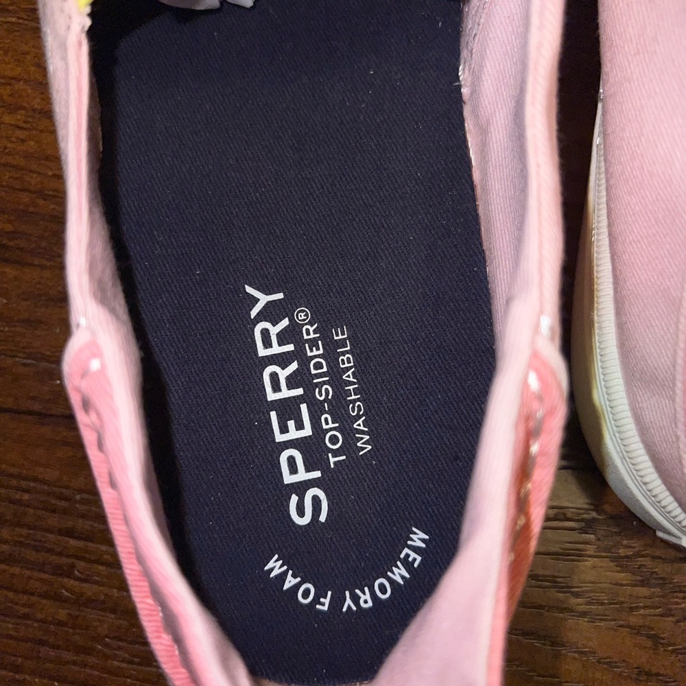 Sperry Colorblock Pink Green Pastel Canvas Slip On Memory Foam Loafers Size 6 - Picture 11 of 11